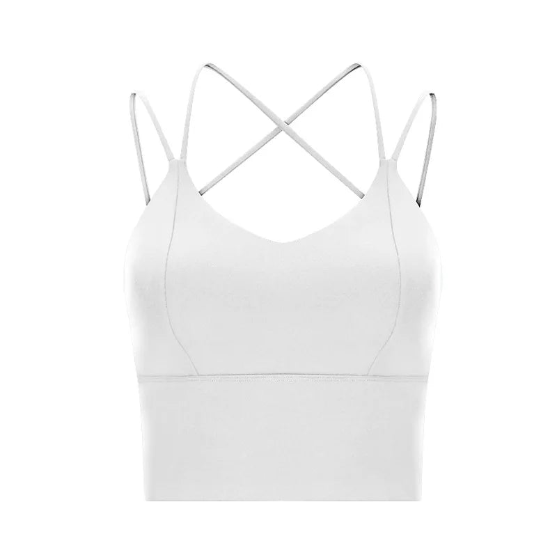 Nudity Women Sports Bra Crop Tops New Fabric Skin-friendly Wider Straps Gym Top Solid Color Sexy Sport Wear Outdoor Active Bras