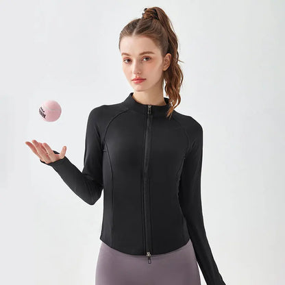 2023 Autumn Running Jacket for Women with Dual Zipper, Jogging and Workout Gym Jacket for Women