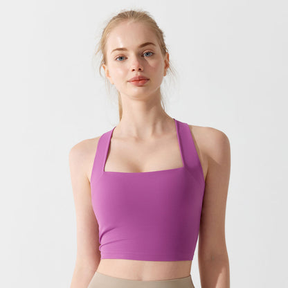 Cross Wide Shoulder Straps Sports Bra