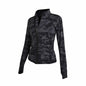 Camo Sports Jacket with Thumb Hole Gym Fitness Sportswear Running Top Long Sleeved Outerwear Yoga Camouflage Bomber Jacket Women