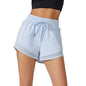 High Waisted Yoga Shorts for Women with Tummy Control Drawstring Sporty Fitness Running Shorts Two-piece Design Pants