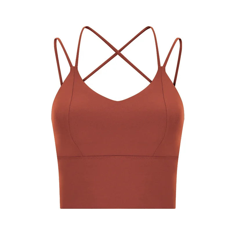 Nudity Women Sports Bra Crop Tops New Fabric Skin-friendly Wider Straps Gym Top Solid Color Sexy Sport Wear Outdoor Active Bras