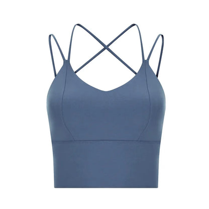 Nudity Women Sports Bra Crop Tops New Fabric Skin-friendly Wider Straps Gym Top Solid Color Sexy Sport Wear Outdoor Active Bras