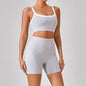 White Border Sports Bra and Shorts Set