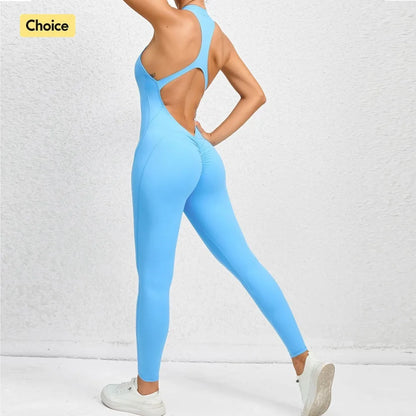 One-piece Zippered Hollow Back Jumpsuit