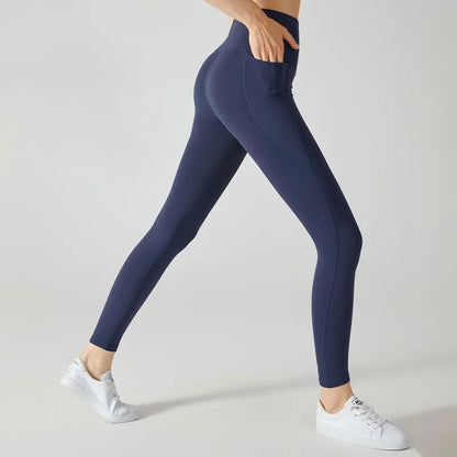 Stown Sportswear Fleece Yoga Tights with Side Pockets High Elastic 2022 Winter Gym Leggings Sport Women Fitness Push Up