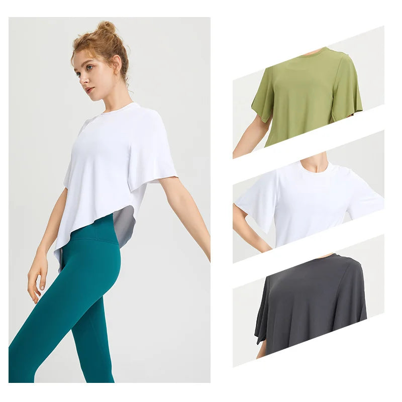 Stown Sportswear Oversize T-shirt Woman Sport Top for Fitness Aerobic Women's Tee Shirt Yoga Fitted Crop Top Workout Shirt