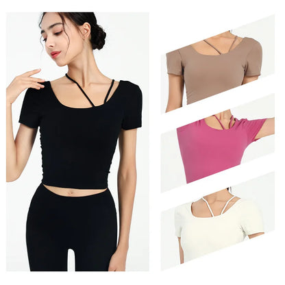 Stown Sportswear Padded Woman Sports Top Female T-shirt High Impact Fitness Blouse Lycra Women's Gym Workout Clothing 2022