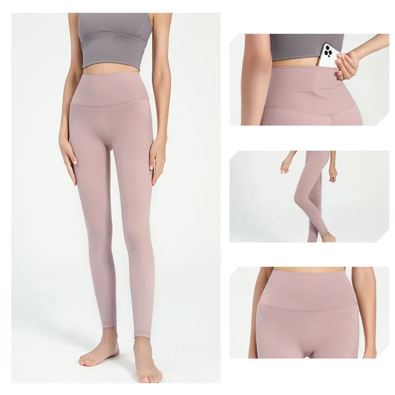 Stown Sportswear Woman Gym Workout Pants Fitness Pilates Tights with Pocket High Waist Sports Leggings for Women Push Up Effect