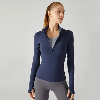 Stown Sportswear Women's Sports Jacket Yoga Fitness Clothes Zip Front Long Sleeve Tops with Thumb Hole Gym Workout Top for Women