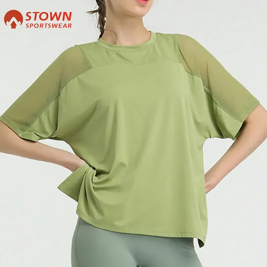 Stown Woman Sport T-Shirt Running Blouse Tee Mesh Sports Short Sleeved Fitness Yoga Clothes Women Gym Fitness Basketball Jerseys