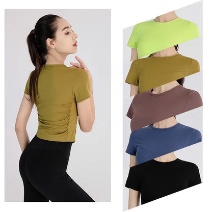 Yoga Female Sports Tops Woman Gym Outfit Sport Crop Top Summer Workout Clothes for Women Short Sleeve T-shirt Fitness Clothing